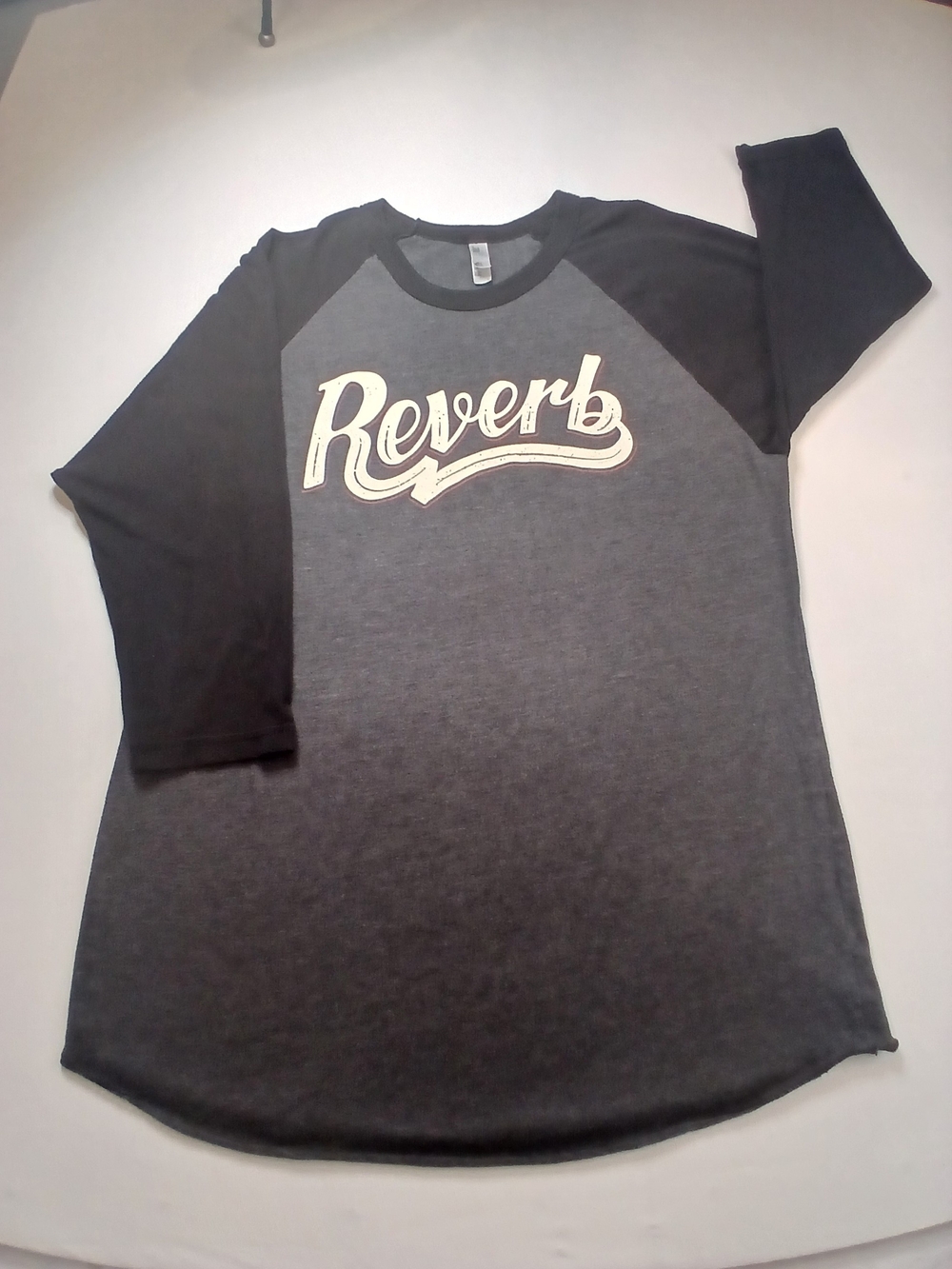 Men's Reverb LOGO Raglan Baseball Tee -3/4 Sleeve  Charcoal Gray with Black